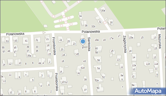 Poznań, Santocka, 47, mapa Poznania