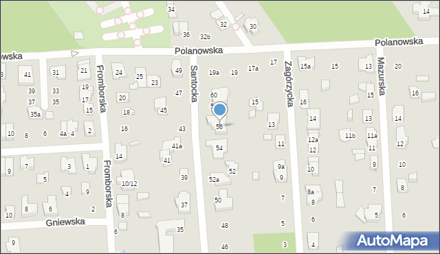 Poznań, Santocka, 56, mapa Poznania