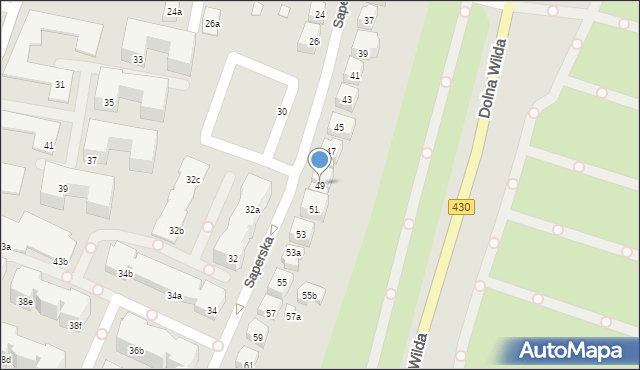 Poznań, Saperska, 49, mapa Poznania