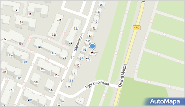 Poznań, Saperska, 55b, mapa Poznania