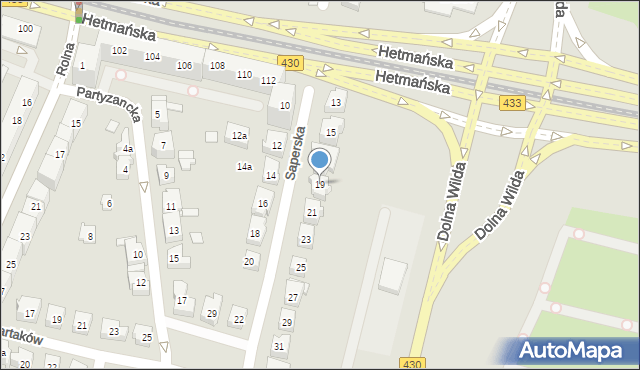 Poznań, Saperska, 19, mapa Poznania