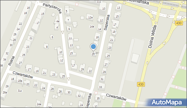 Poznań, Saperska, 20, mapa Poznania