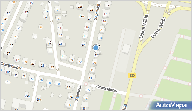 Poznań, Saperska, 27, mapa Poznania