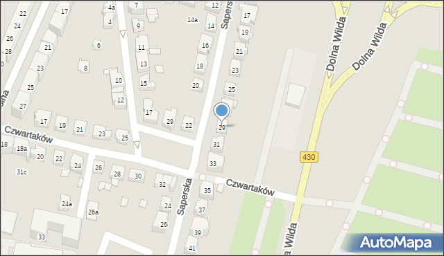 Poznań, Saperska, 29, mapa Poznania