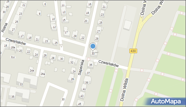 Poznań, Saperska, 33, mapa Poznania