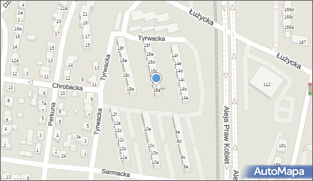 Poznań, Sarmacka, 16a, mapa Poznania