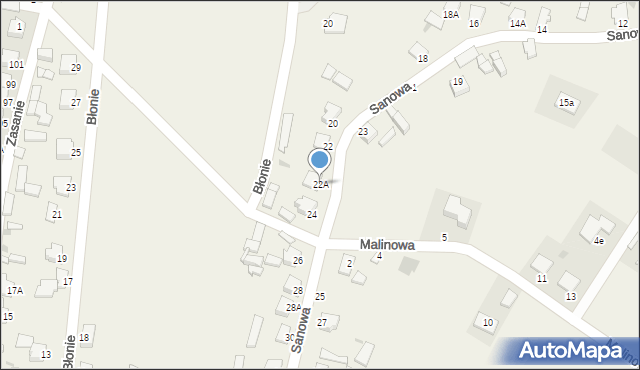 Pysznica, Sanowa, 22A, mapa Pysznica