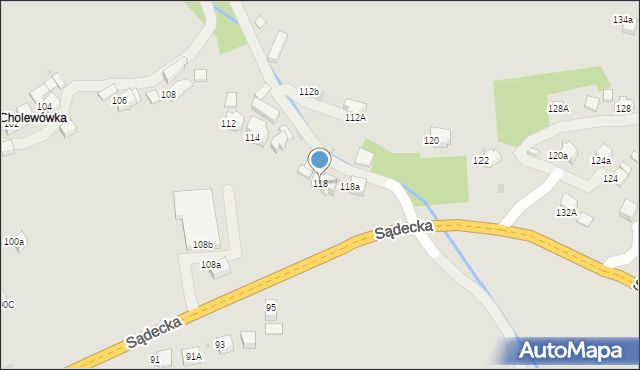 Rabka-Zdrój, Sądecka, 118, mapa Rabka-Zdrój
