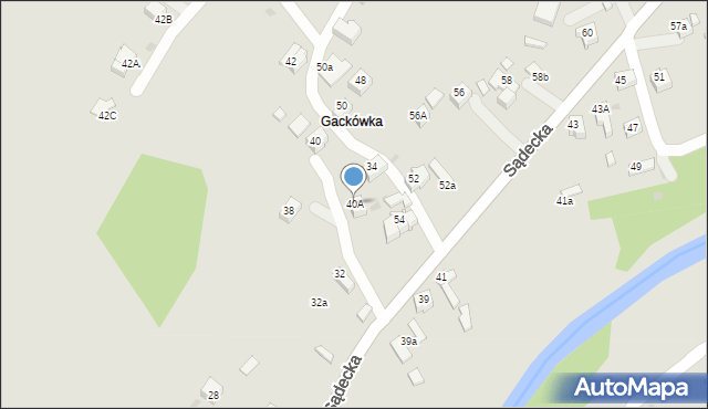 Rabka-Zdrój, Sądecka, 40A, mapa Rabka-Zdrój