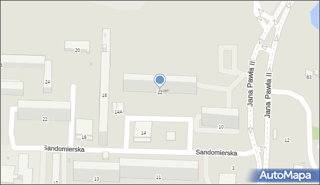 Radom, Sandomierska, 12, mapa Radomia