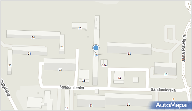 Radom, Sandomierska, 16, mapa Radomia