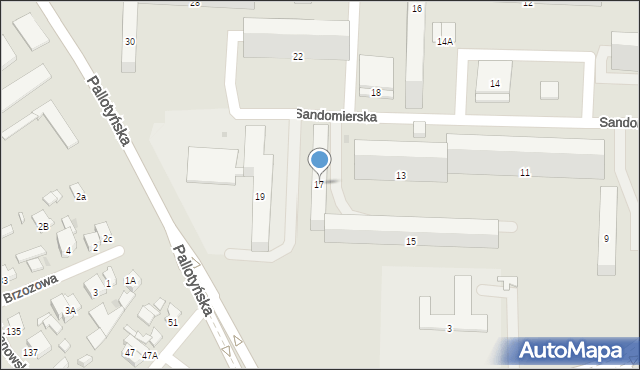Radom, Sandomierska, 17, mapa Radomia