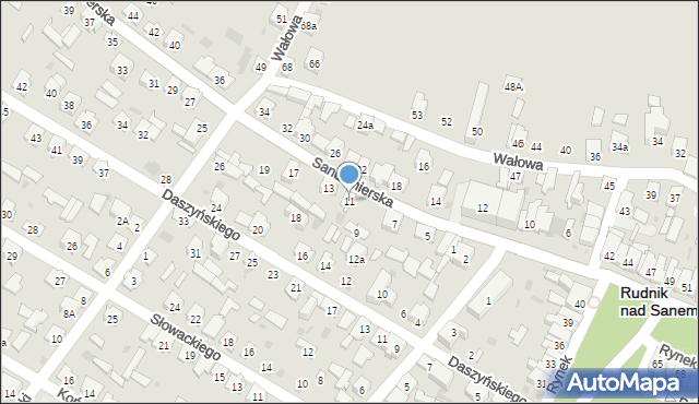 Rudnik nad Sanem, Sandomierska, 11, mapa Rudnik nad Sanem