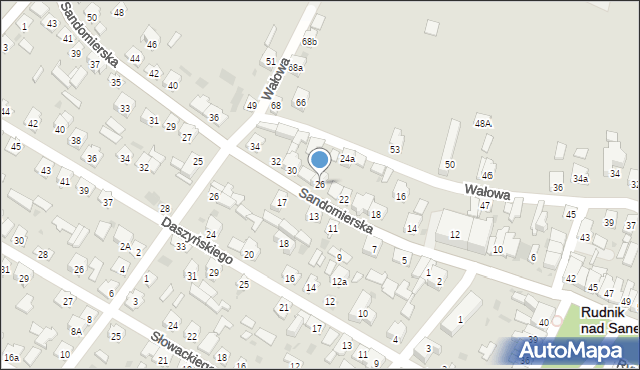 Rudnik nad Sanem, Sandomierska, 26, mapa Rudnik nad Sanem