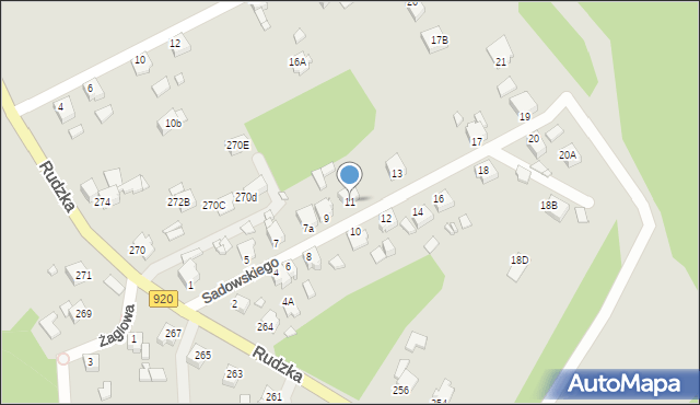 Rybnik, Sadowskiego Jana, gen., 11, mapa Rybnika