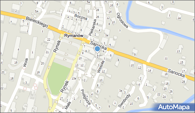 Rymanów, Sanocka, 2, mapa Rymanów