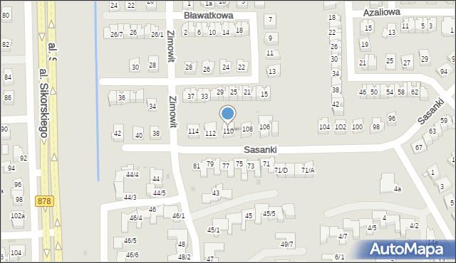 Rzeszów, Sasanki, 110, mapa Rzeszów