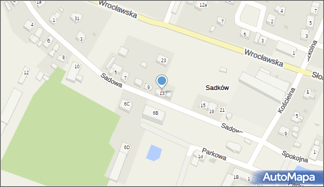 Sadków, Sadowa, 13, mapa Sadków