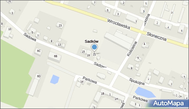 Sadków, Sadowa, 21, mapa Sadków