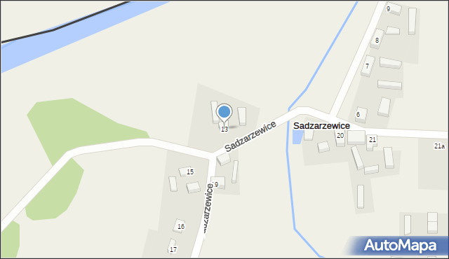 Sadzarzewice, Sadzarzewice, 13, mapa Sadzarzewice