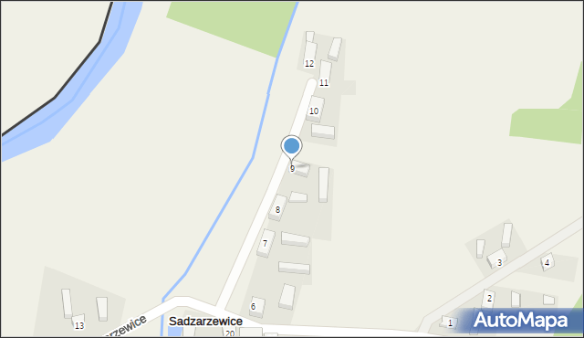 Sadzarzewice, Sadzarzewice, 9, mapa Sadzarzewice