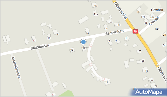 Sandomierz, Sadownicza, 9A, mapa Sandomierza