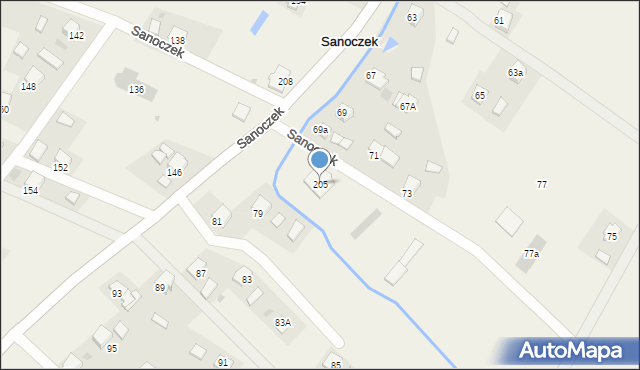 Sanoczek, Sanoczek, 205, mapa Sanoczek