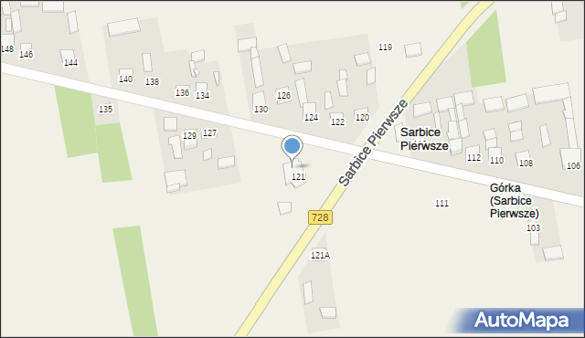 Sarbice Pierwsze, Sarbice Pierwsze, 121A, mapa Sarbice Pierwsze