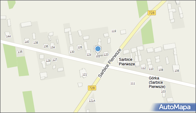 Sarbice Pierwsze, Sarbice Pierwsze, 122, mapa Sarbice Pierwsze
