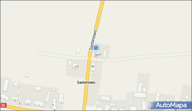 Sarbinowo, Sarbinowo, 100, mapa Sarbinowo