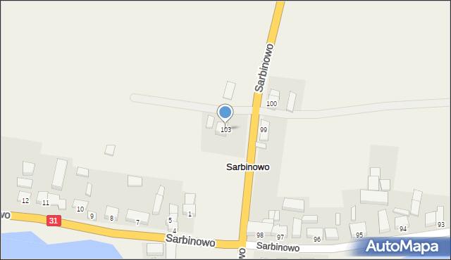 Sarbinowo, Sarbinowo, 103, mapa Sarbinowo