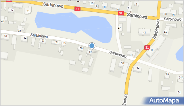 Sarbinowo, Sarbinowo, 57A, mapa Sarbinowo