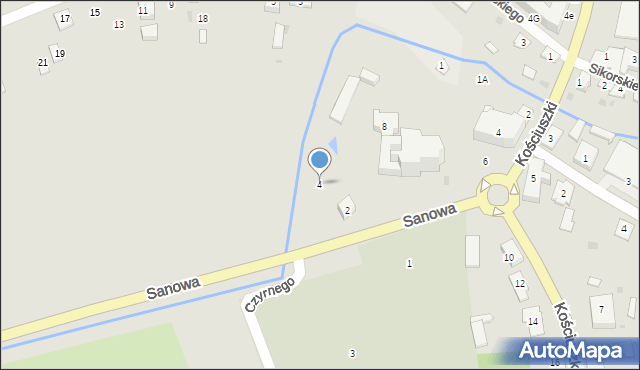 Sieniawa, Sanowa, 4, mapa Sieniawa