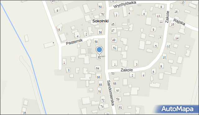 Sokolniki, Sandomierska, 62, mapa Sokolniki