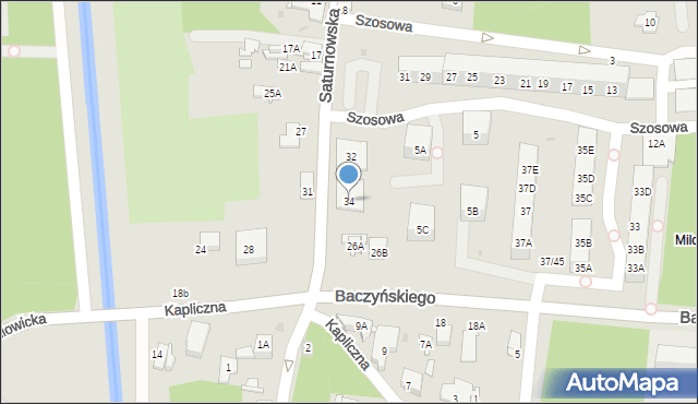 Sosnowiec, Saturnowska, 34, mapa Sosnowca