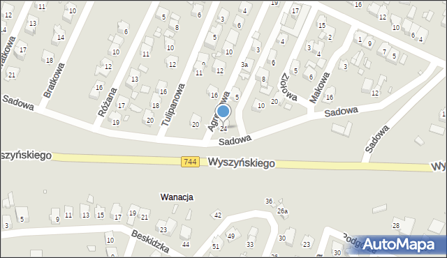 Starachowice, Sadowa, 24, mapa Starachowic