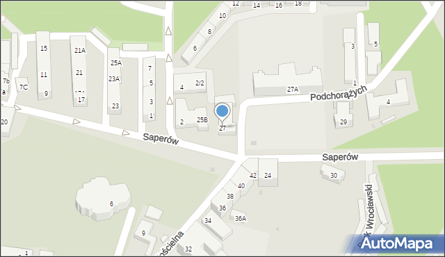 Świdnica, Saperów, 27, mapa Świdnicy