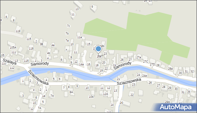 Szczawnica, Samorody, 18a, mapa Szczawnica