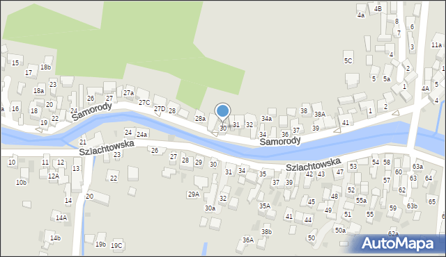 Szczawnica, Samorody, 30, mapa Szczawnica