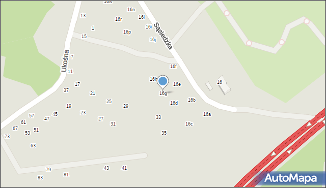 Szczecin, Sąsiedzka, 16g, mapa Szczecina