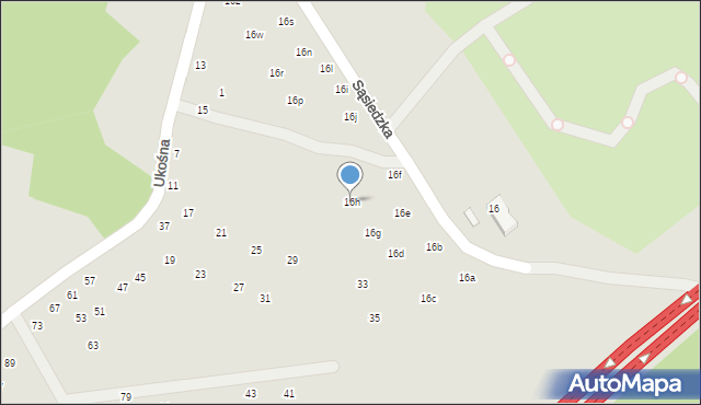 Szczecin, Sąsiedzka, 16h, mapa Szczecina