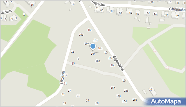 Szczecin, Sąsiedzka, 16r, mapa Szczecina