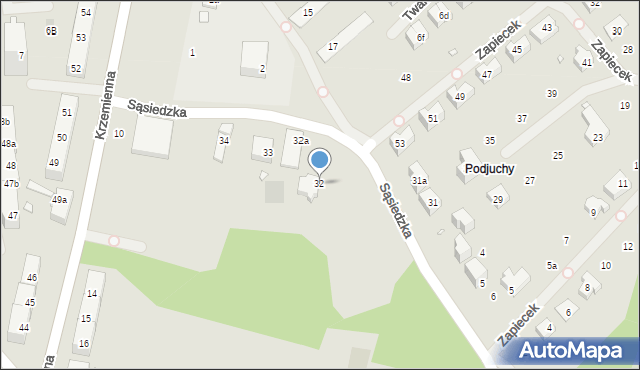 Szczecin, Sąsiedzka, 32, mapa Szczecina