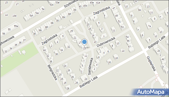 Szczecin, Sarajewska, 13, mapa Szczecina