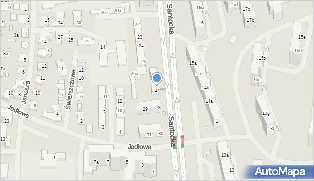 Szczecin, Santocka, 27, mapa Szczecina