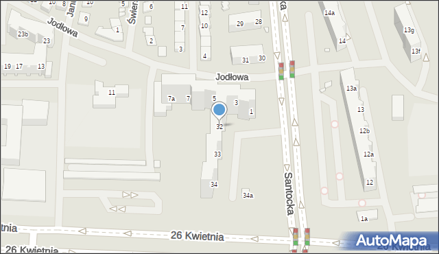 Szczecin, Santocka, 32, mapa Szczecina