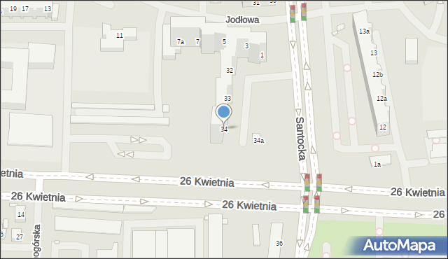 Szczecin, Santocka, 34, mapa Szczecina