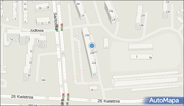 Szczecin, Santocka, 12b, mapa Szczecina