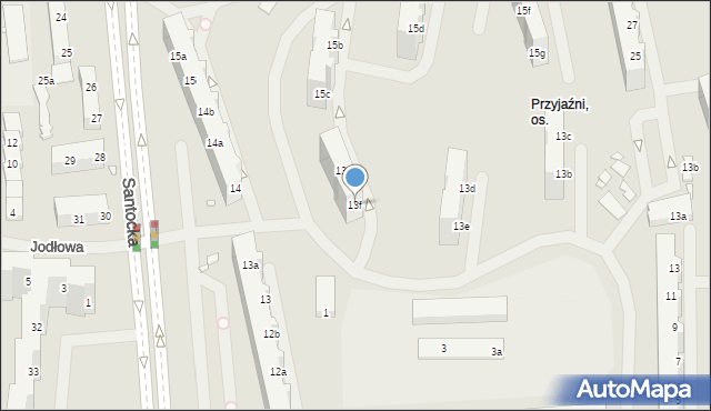 Szczecin, Santocka, 13f, mapa Szczecina