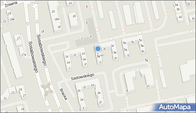 Szczecin, Sadowskiego Zygmunta, gen., 3a, mapa Szczecina